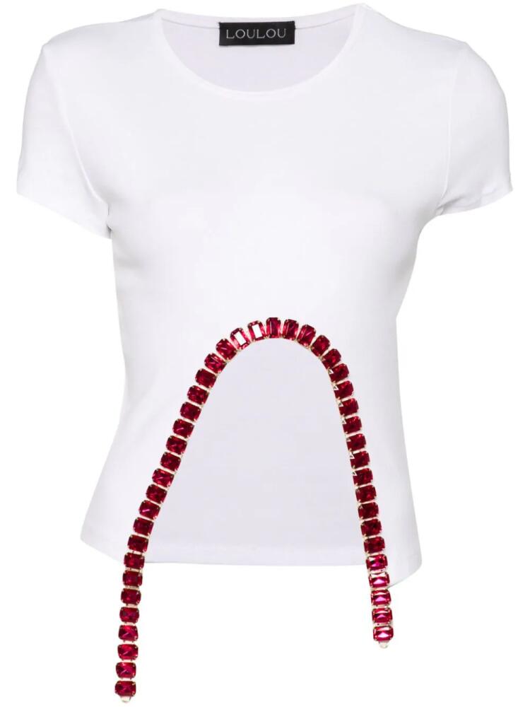 Loulou crystal-embellished T-shirt - White Cover