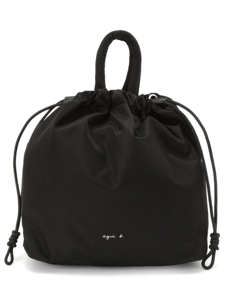 agnès b. logo-print drawstring backpack - Black Cover