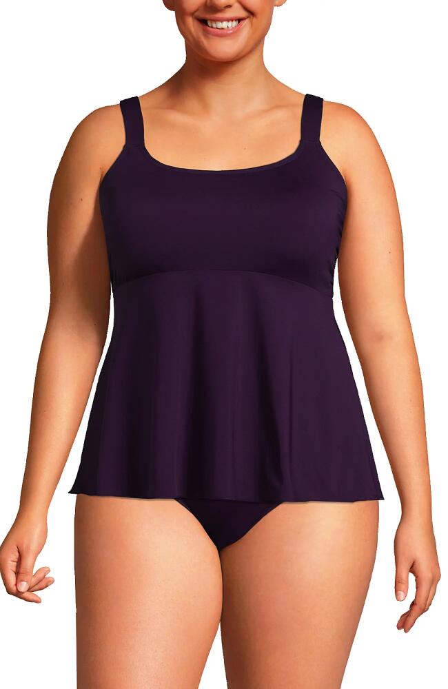 Lands' End Plus Size Flutter Scoop Neck Tankini Top in Blackberry Cover