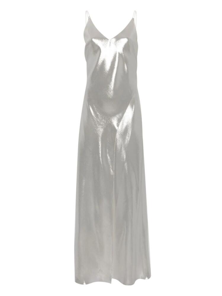 Carine Gilson lurex-detail silk slip dress - Silver Cover