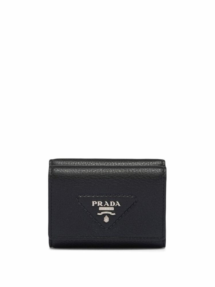 Prada logo-plaque bi-fold wallet - Black Cover