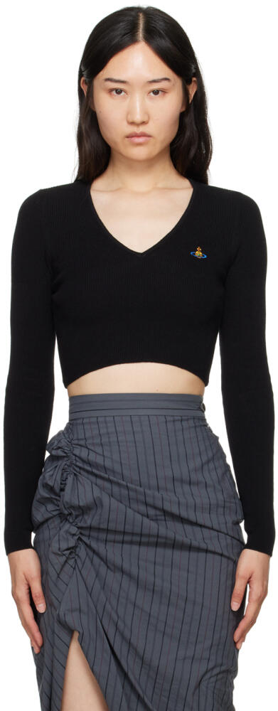 Vivienne Westwood Black Bea Cropped V-Neck Sweater Cover