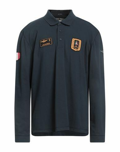 Aeronautica Militare Man Polo shirt Midnight blue Cotton, Elastane Cover