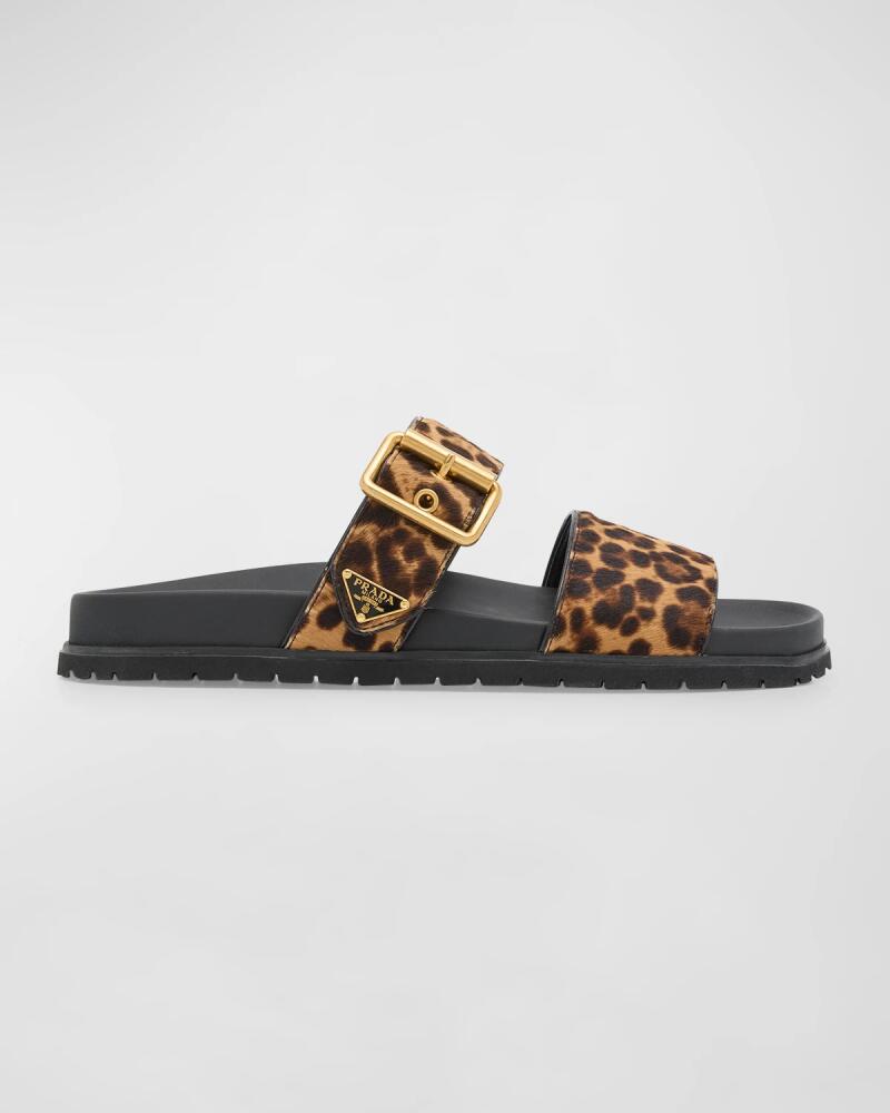 Prada Leopard Buckle Sporty Slide Sandals Cover