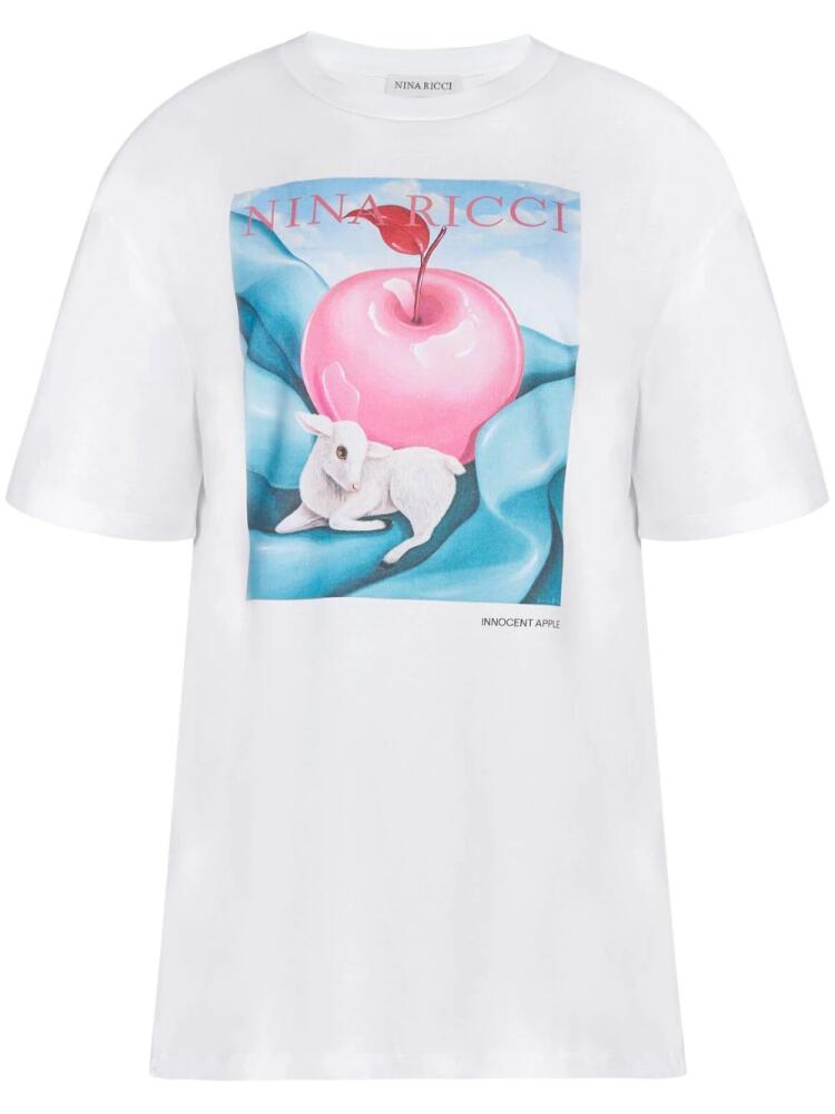 Nina Ricci apple-print cotton T-shirt - White Cover