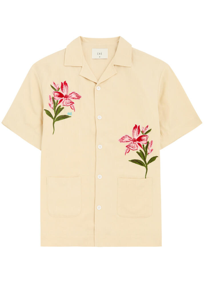 Che La Havana Floral-embroidered Twill Shirt - Beige Cover