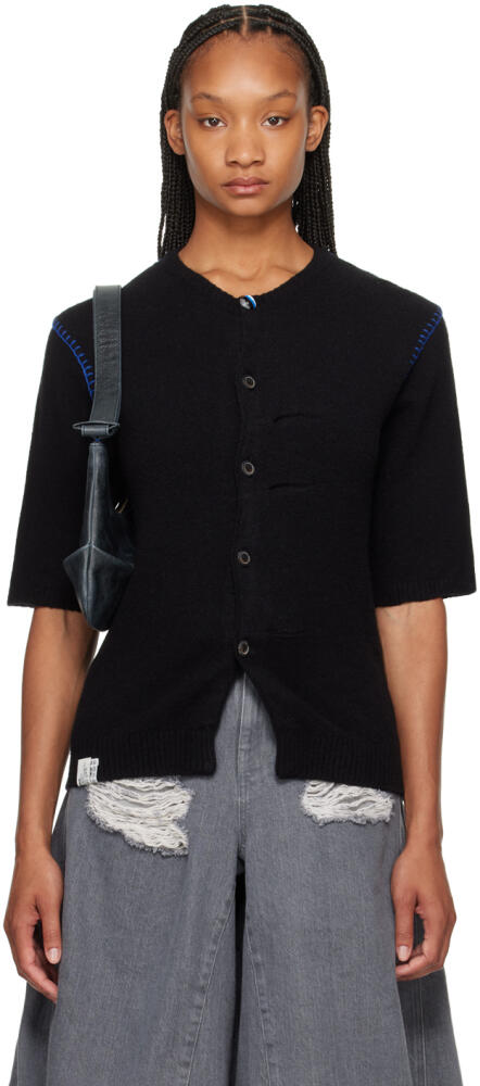 ADER error Black Pleated Cardigan Cover