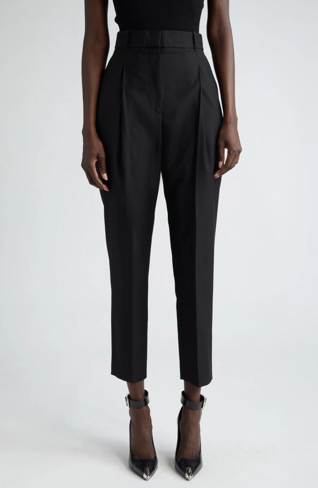 Alexander McQueen Pleated Slim Peg Wool Ankle Trousers in Black Cover