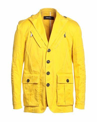 Dsquared2 Man Blazer Yellow Cotton, Elastane Cover