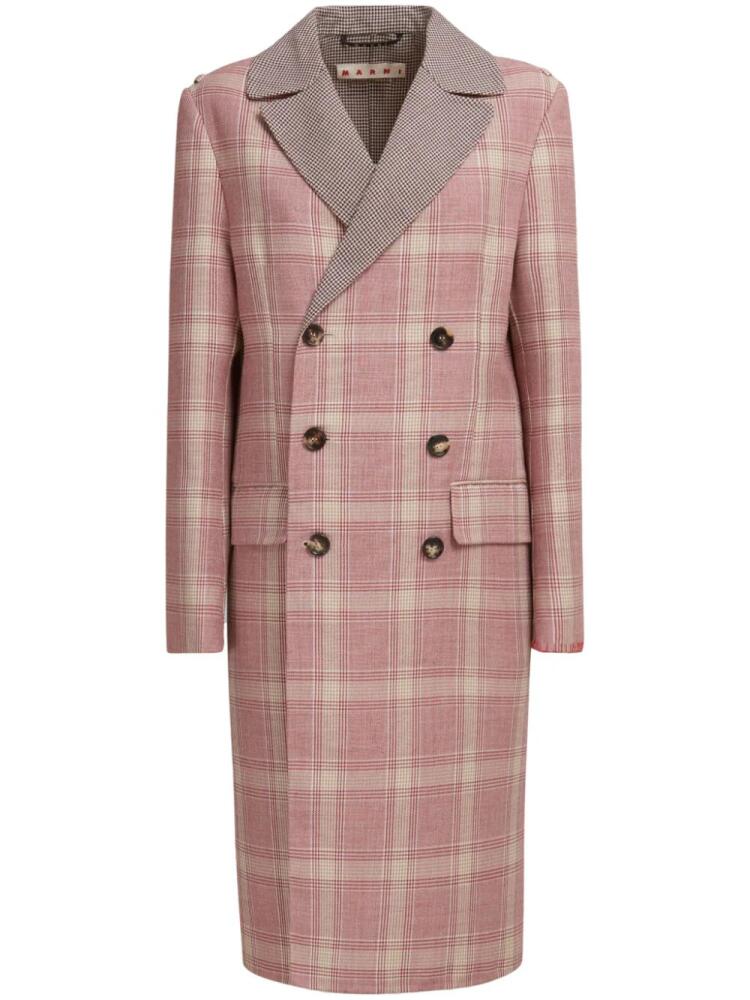 Marni checked double-breasted coat - Red Cover