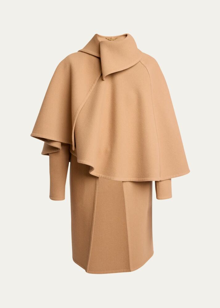 Chloe Cape Overlay Double-Face Wool Cashmere Coat Cover