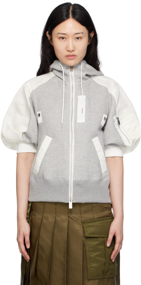 sacai Gray & White Sponge Hoodie Cover