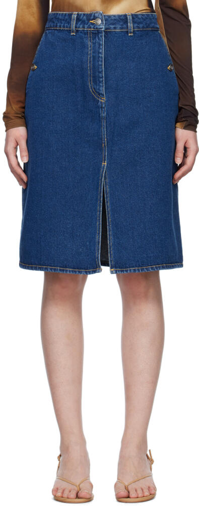 Saks Potts Blue Zoe Denim Midi Skirt Cover