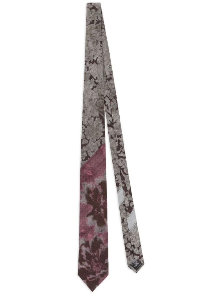 DRIES VAN NOTEN floral-print silk tie - Pink Cover