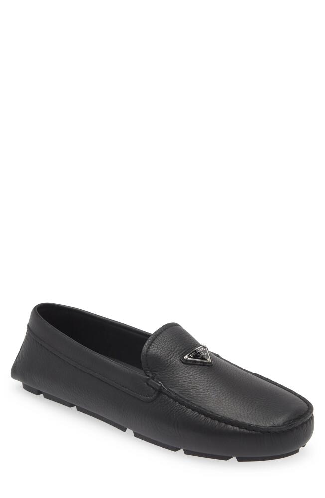 Prada Triangle Logo Driving Loafer in Nero Cover