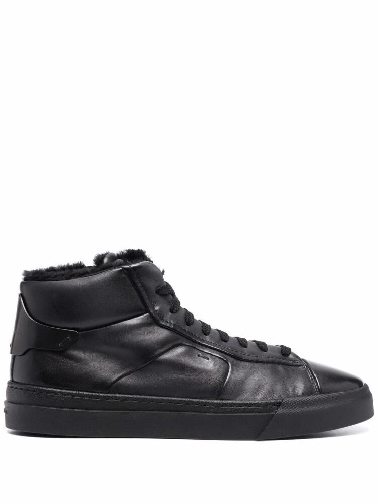 Santoni Lace-up high-top leather sneakers - Black Cover