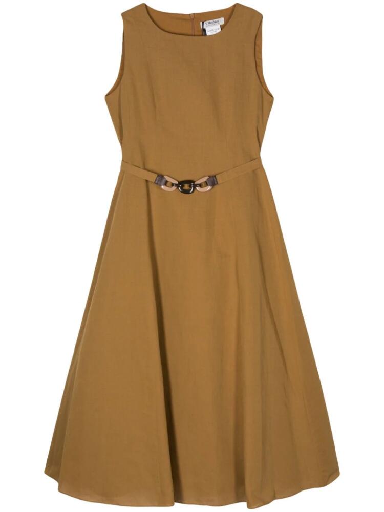 'S Max Mara Amelie cotton-linen midi dress - Brown Cover