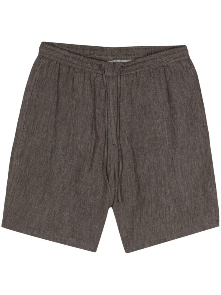 Emporio Armani drawstring-waist linen shorts - Brown Cover