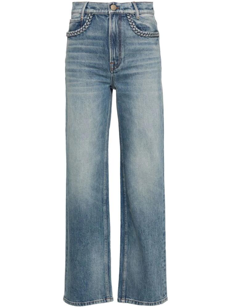 Maje braided-trim straight-leg jeans - Blue Cover