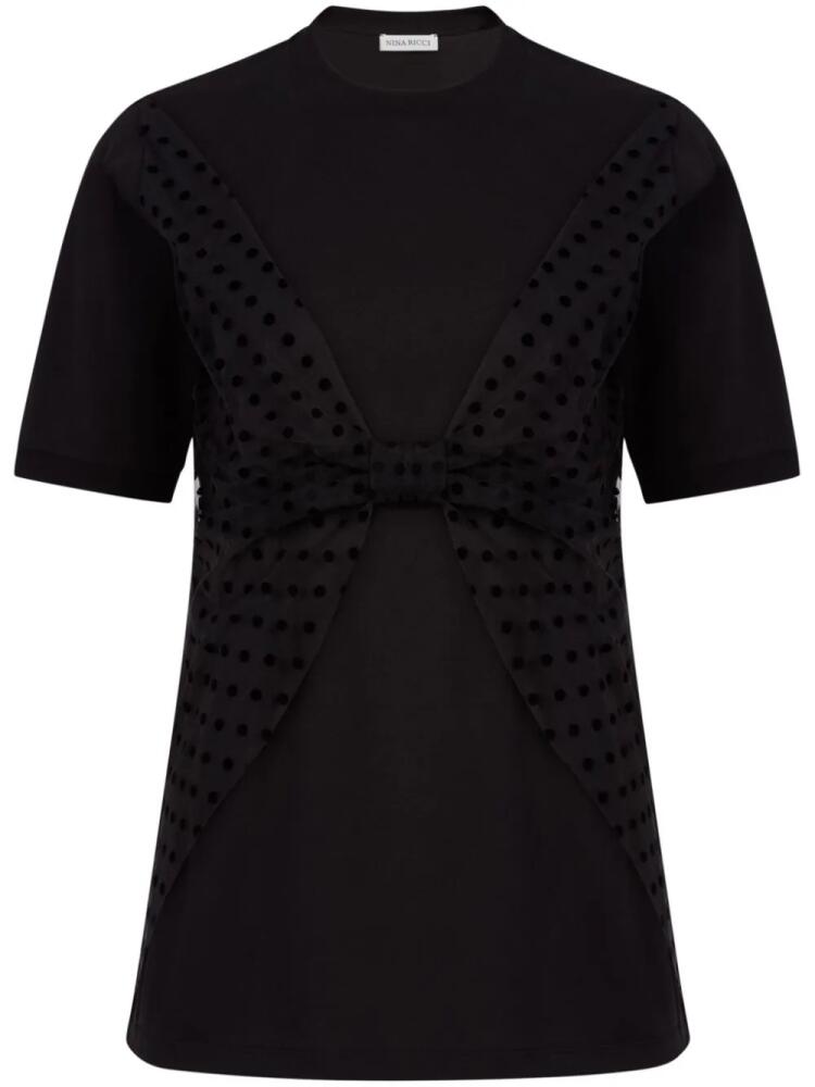 Nina Ricci bow-detail cotton T-shirt - Black Cover