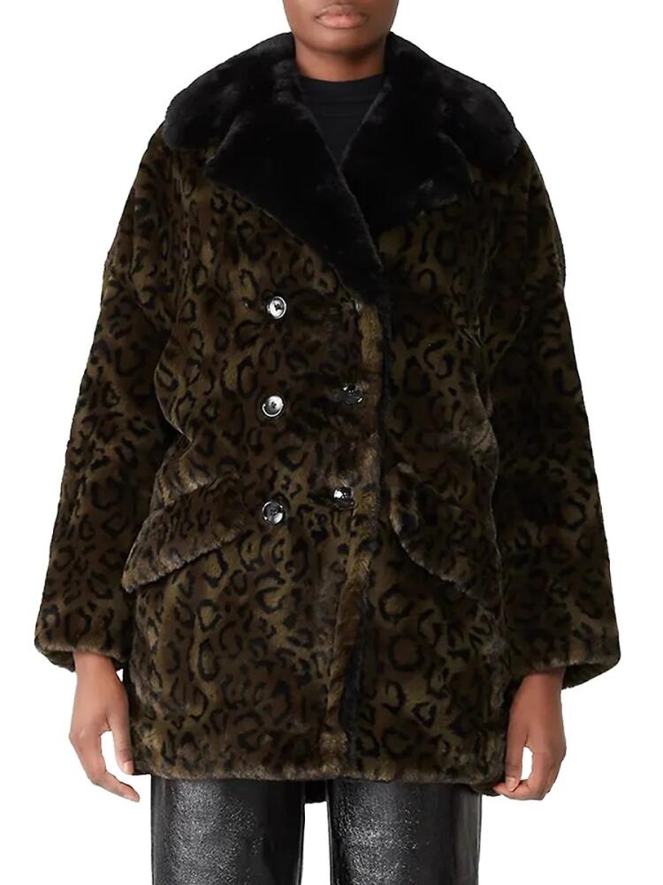 The Kooples Women's Leopard Faux Fur Coat - Brown Cover