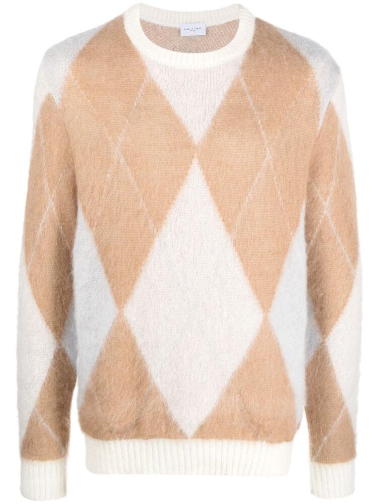 Family First argyle-pattern crew-neck jumper - Neutrals Cover