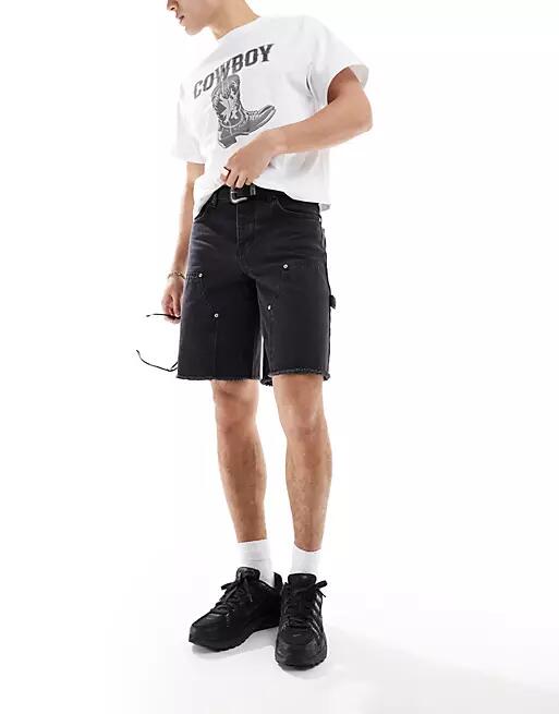 Sixth June worker denim shorts in black Cover