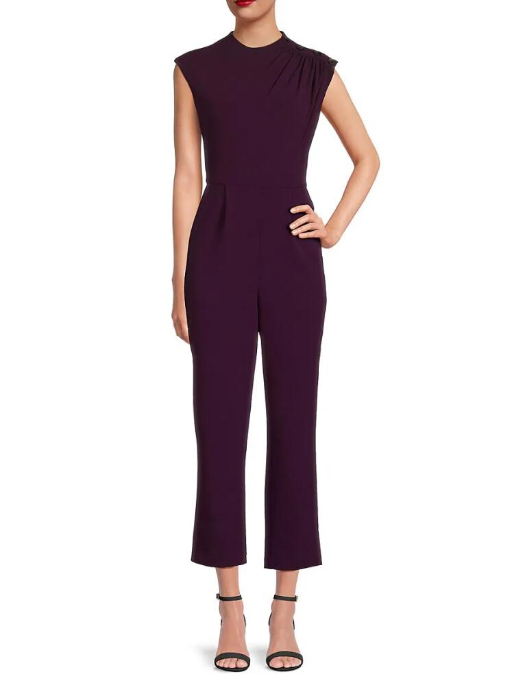 Calvin Klein Women's Buttoned Shoulder Cropped Jumpsuit - Aubergine Cover