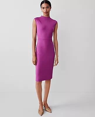 Ann Taylor Mock Neck Sheath Midi Dress - Curvy Fit Cover