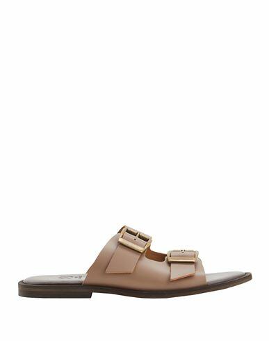 8 By Yoox Polish Leather Cross-strap Sandal Man Sandals Light brown Calfskin Cover