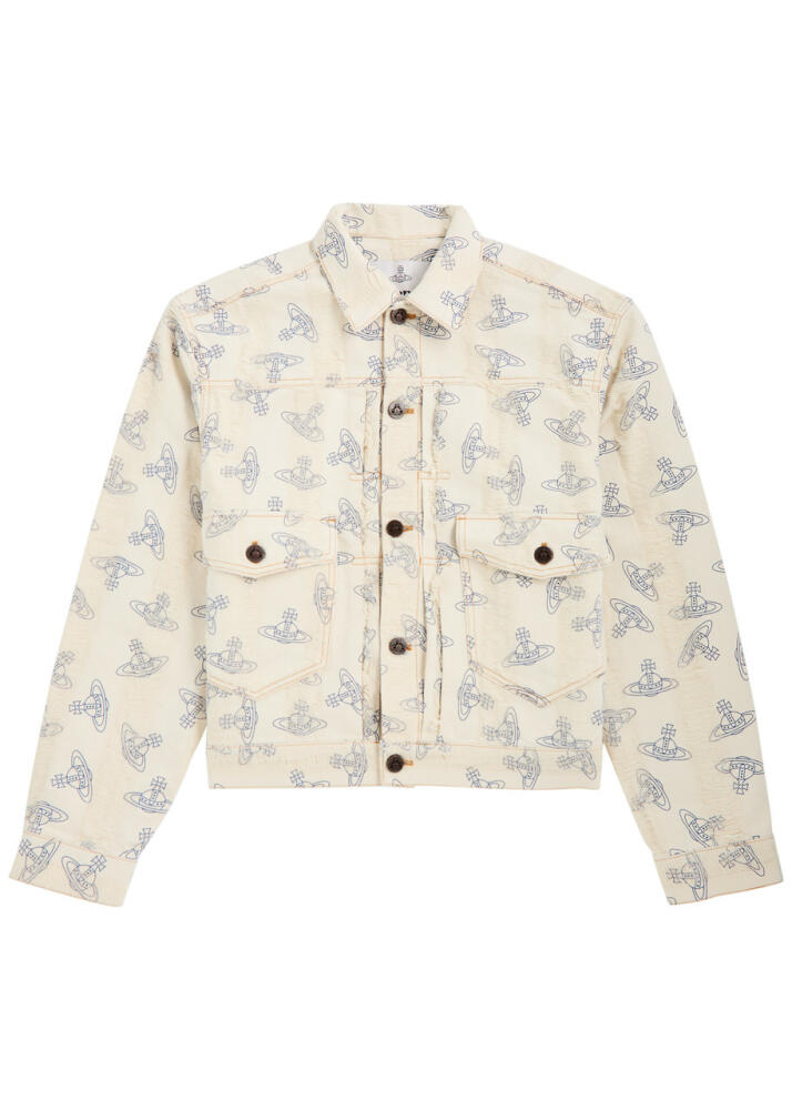 Vivienne Westwood Marlene Printed Distressed Denim Jacket - White Cover