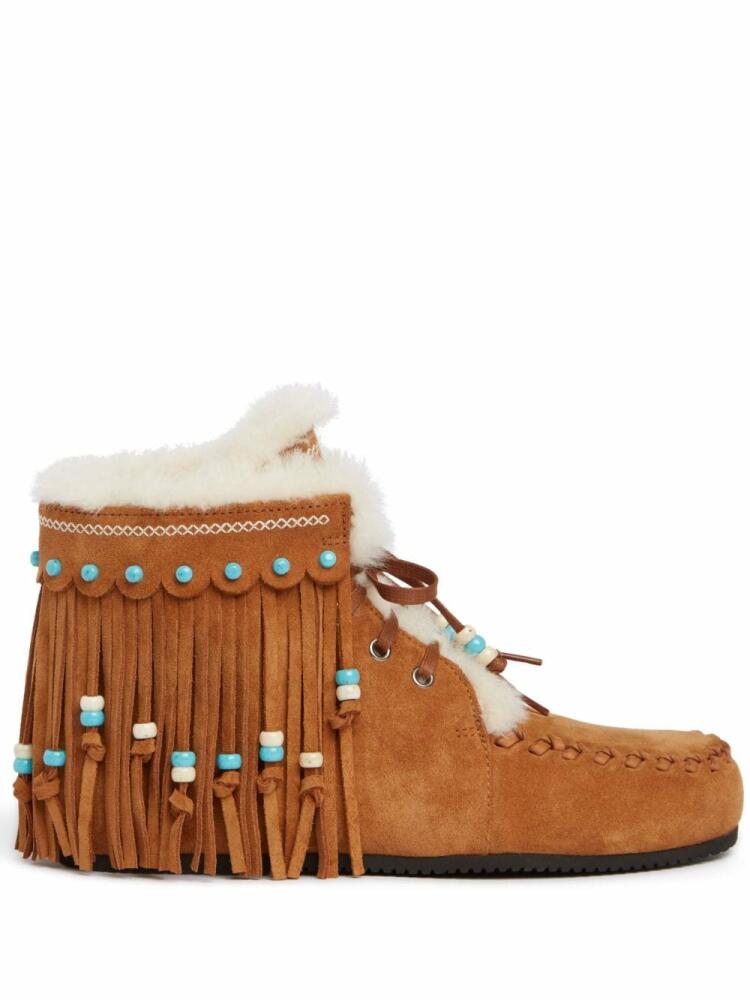 Alanui The Journey fringed suede boots - Brown Cover