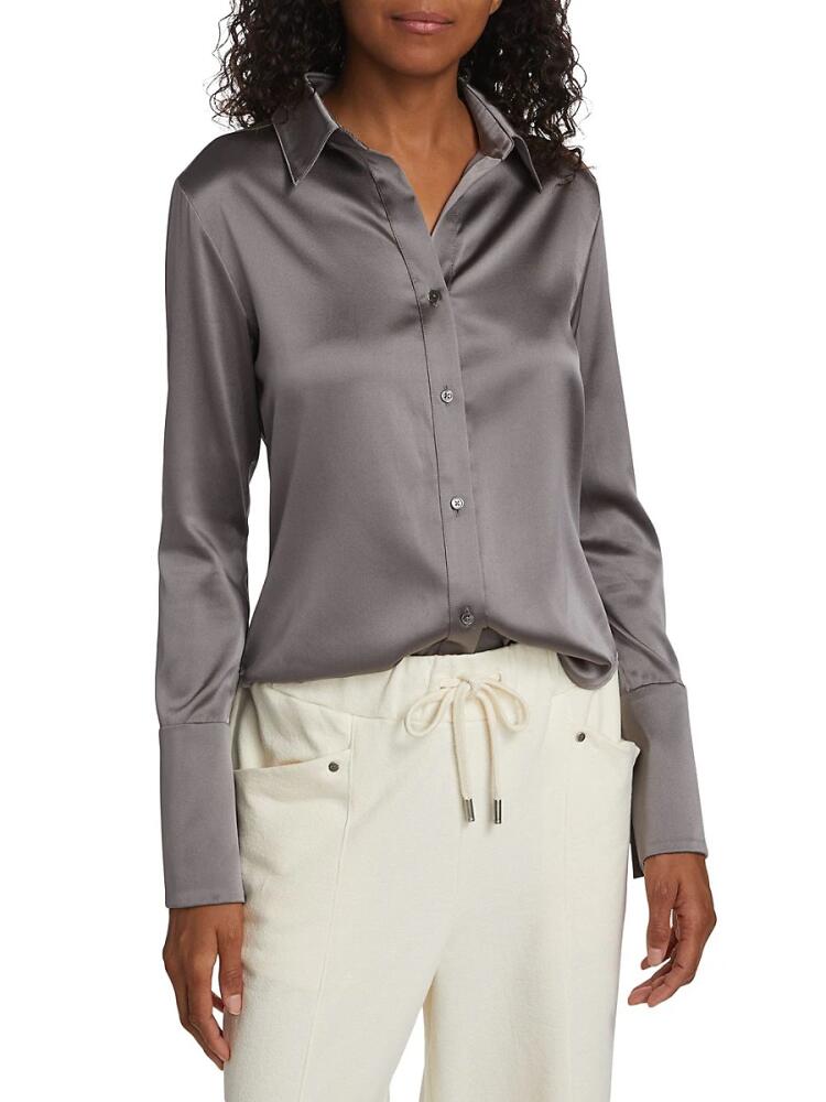 TWP Women's Bessette Stretch Silk Charmeuse Shirt - Gunmetal Cover