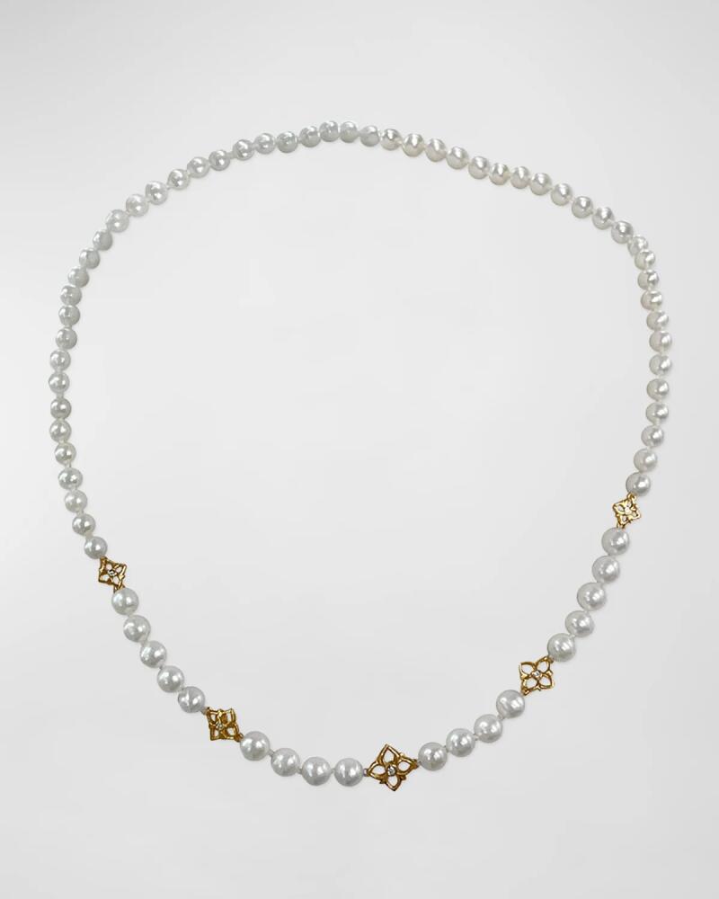 Stephen Dweck White Diamond and White Pearl Adjustable Necklace in 18K Gold Cover