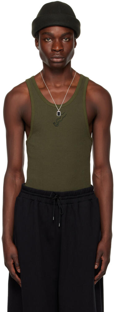 LU'U DAN Khaki Embroidered Tank Top Cover