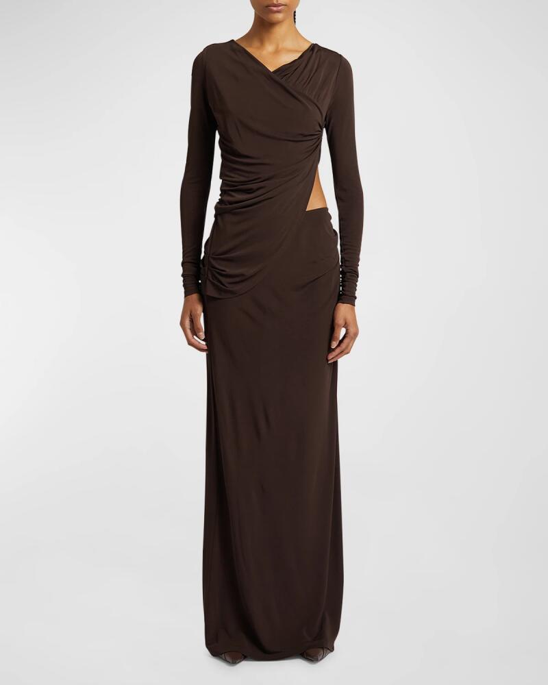 Christopher Esber Carved Fold Up Cutout Long-Sleeve Maxi Dress Cover