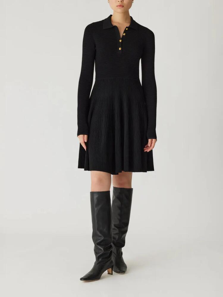 Rebecca Taylor Ottoman Knit Ls Dress in Black Cover