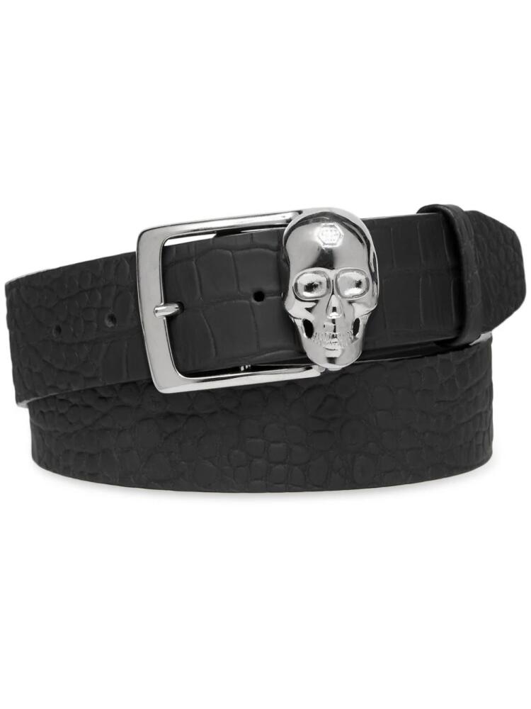 Philipp Plein skull-buckle leather belt - Black Cover