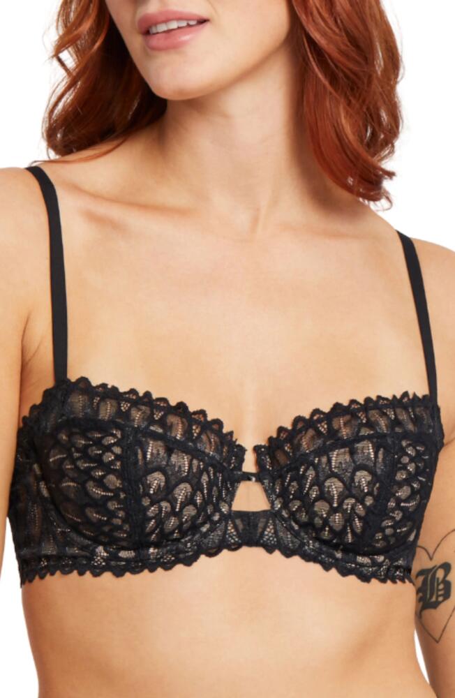 Montelle Intimates Lacey Keyhole Lace Underwire Bra in Black Cover