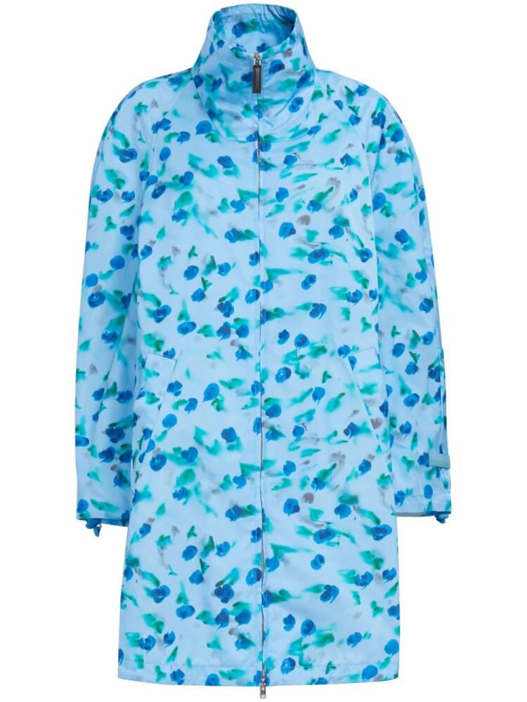 Marni floral-print ruched midi coat - Blue Cover