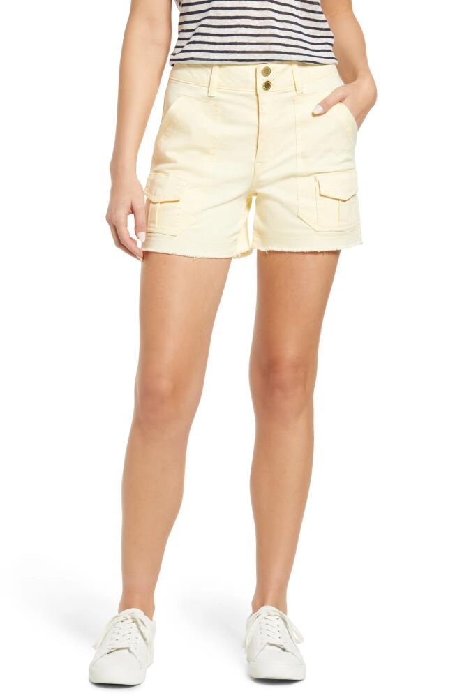 Wit & Wisdom 'Ab'Solution Frayed High Waist Cargo Shorts in Lelu Lemon Lush Cover