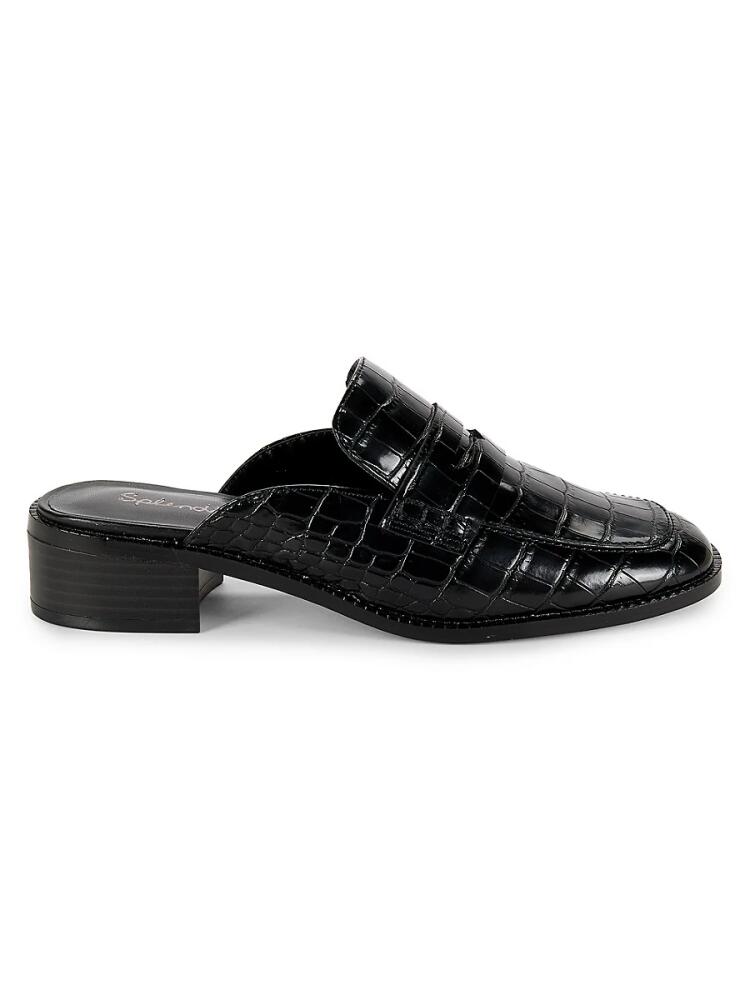 Splendid Women's Dora Croc Embossed Leather Penny Mules - Black Cover