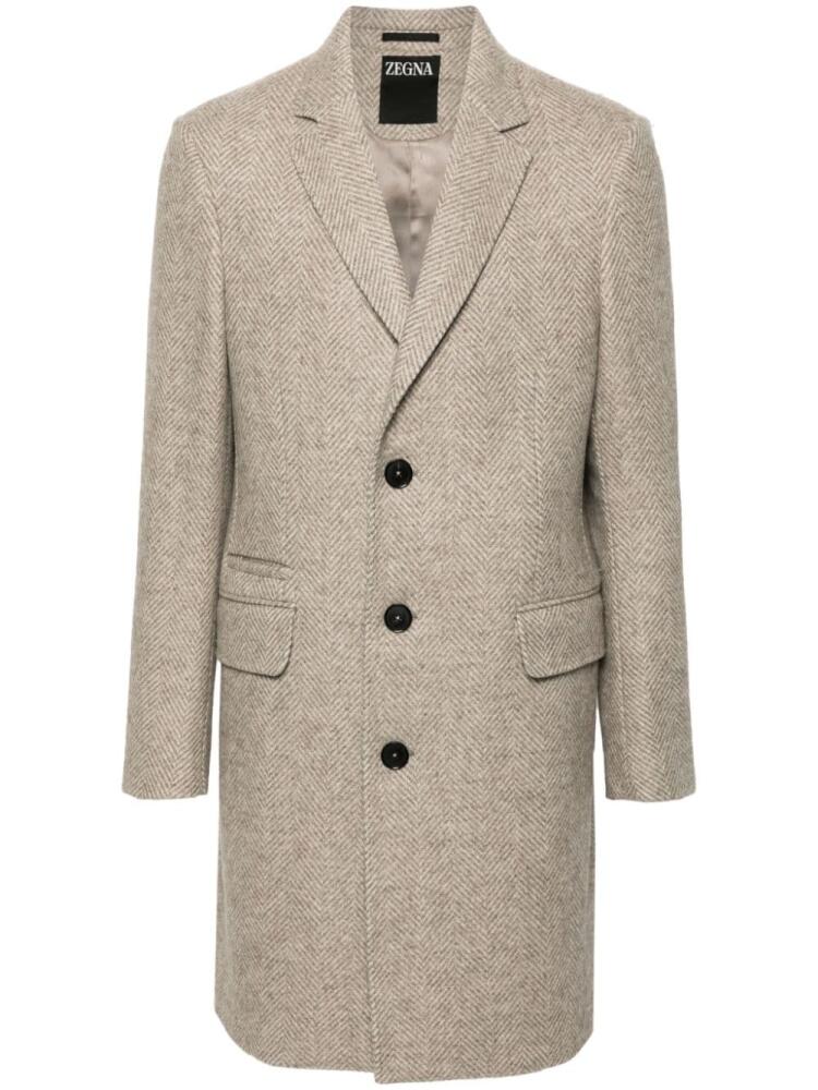 Zegna herringbone-pattern coat - Neutrals Cover