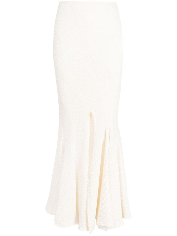 A.W.A.K.E. Mode waffle-knit pleated midi skirt - White Cover