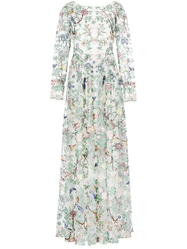 Marchesa Notte Botanical embroidered gown - White Cover