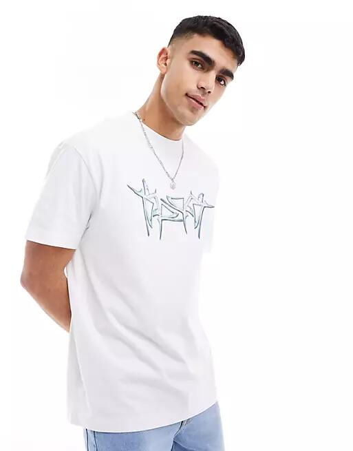 Weekday oversized graphic print t-shirt in white Cover