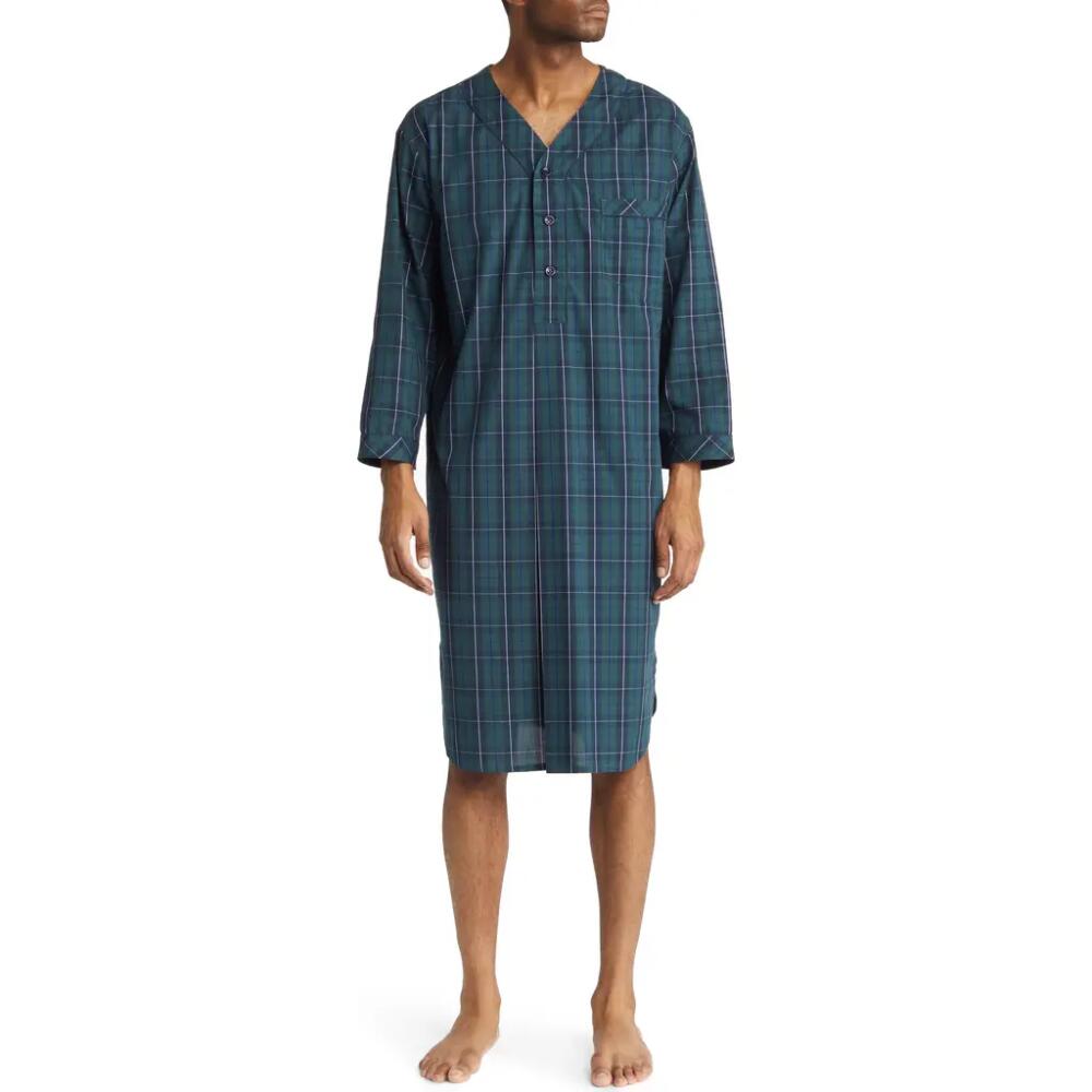 Majestic International Weekend Escape Cotton Blend Nightshirt in Navy/Green Cover