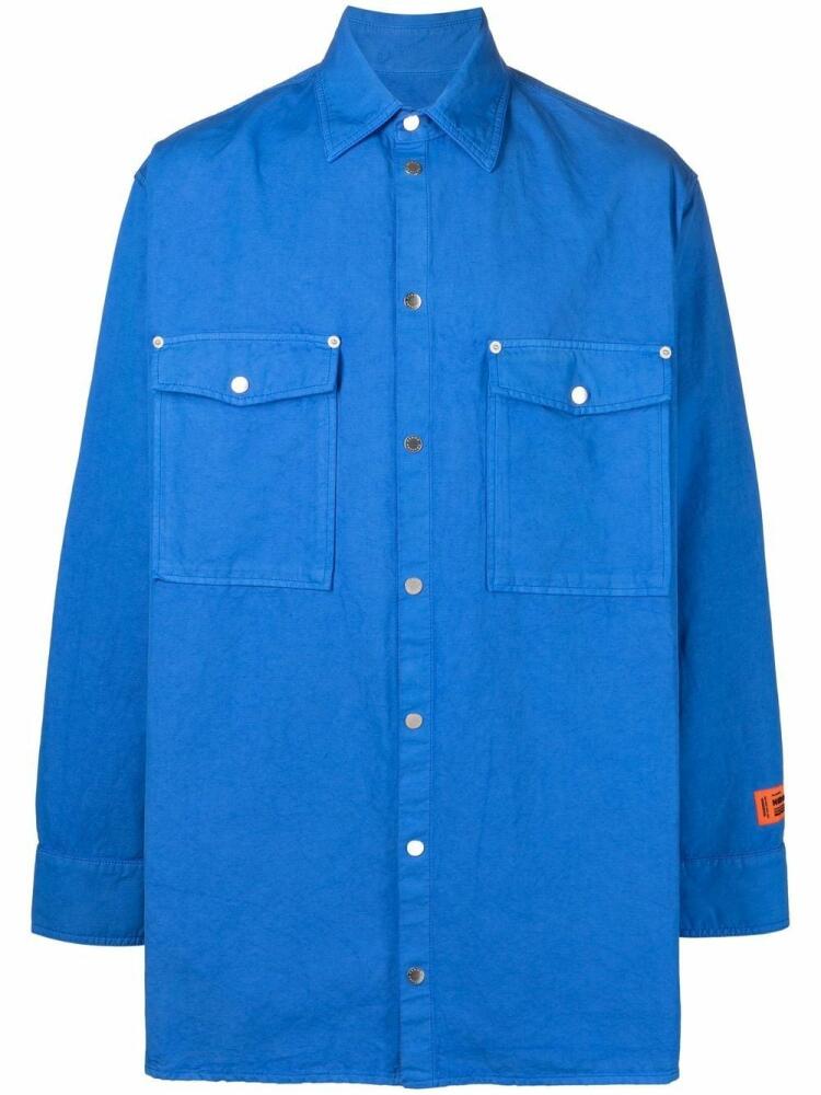 Heron Preston logo-patch button-up shirt - Blue Cover