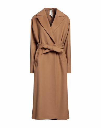 Annie P. Woman Coat Camel Virgin Wool, Polyamide, Cashmere Cover