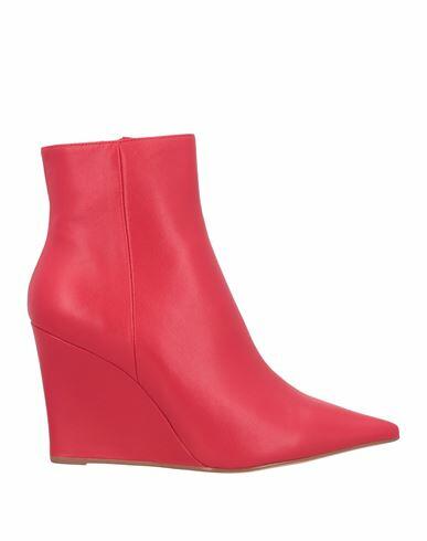 Lola Cruz Woman Ankle boots Red Leather Cover